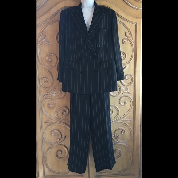 Ellen Tracy Pants - Ellen Tracy Wide Pin Stripe Pantsuit